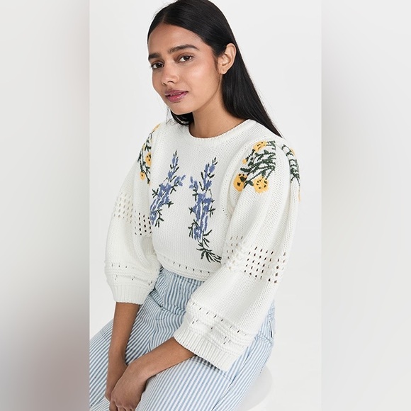 Ba&sh Boxy Floral Embroidered Sweater - Picture 4 of 14